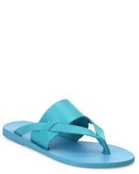 Aquamarine Leather Thong Sandals