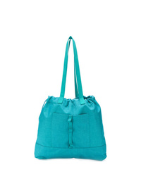 Aquamarine Leather Tote Bag