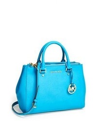 Michael Michael Kors Blue/Black Saffiano Leather Medium Selma Tote