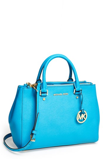 Michael Kors Blue Leather Tote  Medium Size with Zip Closure - Rock It!  Resell - Family Consignment