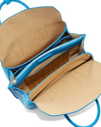 MCM Milla Medium Leather Tote Bag Tile Blue