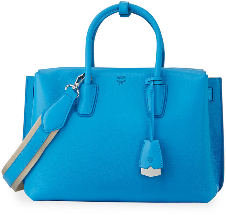 Mcm Blue Small Leather Tote Bag