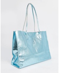 Asos Unlined Leather Shopper Bag With Skinny Straps