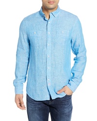 Aquamarine Linen Long Sleeve Shirt