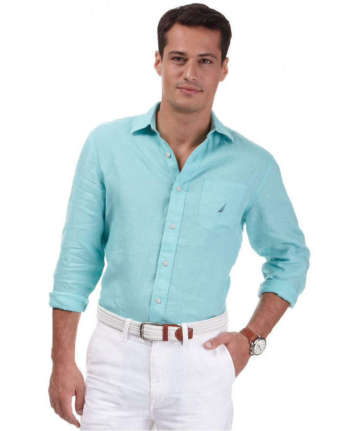Nautica Long Sleeve Linen Cotton Solid Shirt | Where to buy & how to wear