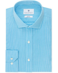 Ryan Seacrest Distinction Non Iron Slim Fit Aquamarine Gingham Dress Shirt