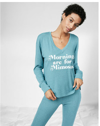 Express Mornings Are For Mimosas Deep V Neck Long Sleeve Tee