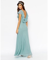 Asos Wedding Maxi Dress With Soft Frill And Seam Detail