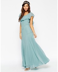 Asos Wedding Maxi Dress With Soft Frill And Seam Detail