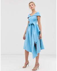 ASOS DESIGN Tuck Detail Bardot Midi Dress