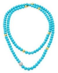 Gurhan Amulet Hue Diamond Turquoise 22 24k Yellow Gold Strand Necklace50