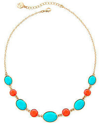 Liz Claiborne Aqua And Coral Gold Tone Collar Necklace