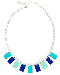 Liz Claiborne Blue Multicolor Silver Tone Shower Necklace