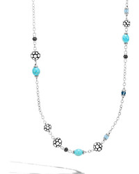 John Hardy Dot Silver Sautoir Necklace With Turquoise Sapphire 36