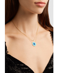 Jennifer Meyer Evil Eye 18 Karat Gold Multi Stone Necklace Turquoise