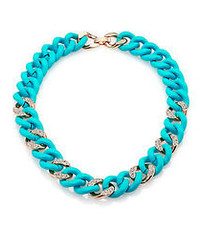 ABS by Allen Schwartz Jewelry Silicone Pave Chain Link Necklaceblue