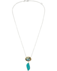 Melissa Joy Manning Sterling Silver And 14 Karat Gold Shell And Chrysocolla Necklace