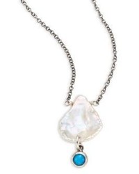 Chan Luu Turquoise Silver Drop Necklace