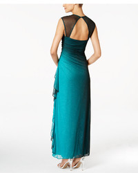 Betsy & Adam B A By Betsy And Adam Ombre Open Back Glitter Gown