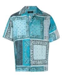 Amiri Short Sleeve Bandana Print Silk Shirt