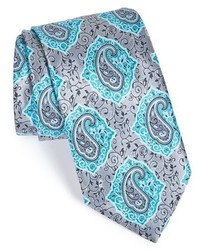Aquamarine Paisley Silk Tie