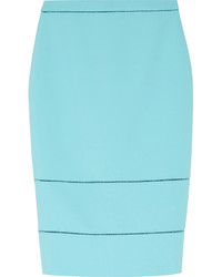 Elizabeth and James Wheeler Pointelle Trimmed Stretch Ponte Pencil Skirt Turquoise