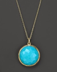Ippolita 18k Lollipop Medium Round Pendant Necklace In Turquoise 16 18