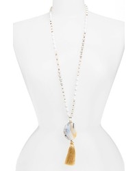 Sequin Beaded Tassel Pendant Necklace