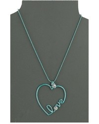Betsey Johnson Blue And Crystal Heart Pendant Necklace Necklace