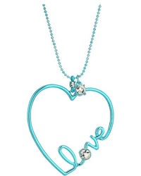 Betsey Johnson Blue And Crystal Heart Pendant Necklace Necklace
