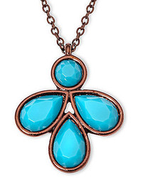 Liz Claiborne Bronze Tone Blue Pendant Necklace