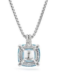 David Yurman Chatelaine Pendant Necklace With Blue Topaz And Diamonds