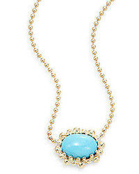 Dew Drop Turquoise 14k Yellow Gold Pendant Necklace