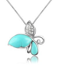 Del Gatto Diamond Gemstone Butterfly 18k Gold Pendant Necklace