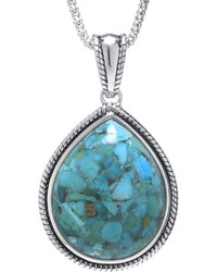 Fine Jewelry Enhanced Turquoise Sterling Silver Teardrop Pendant Necklace