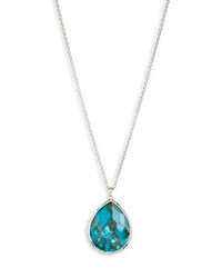 Ippolita Wonderland Mini Teardrop Pendant Necklace Silver Bronze Turquoise