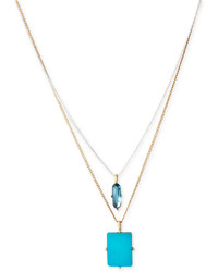 Kate Spade Kenneth Cole New York Two Tone Blue Shell And Faceted Bead Double Pendant Necklace