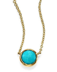 Ippolita Lollipop Turquoise 18k Yellow Gold Mini Pendant Necklace