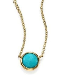 Ippolita Lollipop Turquoise 18k Yellow Gold Mini Pendant Necklace