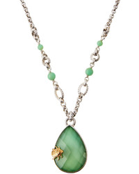 Stephen Dweck Long Quartz Crystal Turquoise Pendant Necklace