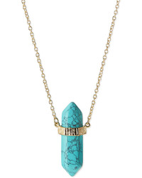 Long Resin Pendant Necklace Turquoise