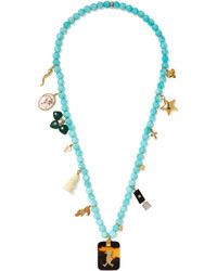 Carolina Bucci Recharmed Idea 18 Karat Gold Multi Stone Necklace Turquoise