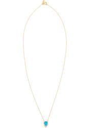 Adina Reyter 14k Gold Small Turquoise Diamond Teardrop Pendant Necklace