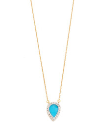 Adina Reyter 14k Gold Small Turquoise Diamond Teardrop Pendant Necklace