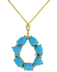 EFFY Turquesa 14k Yellow Gold Turquoise And Diamond Pendant