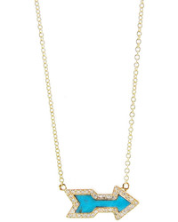 Jennifer Meyer Turquoise Diamond Inlay Arrow Pendant Necklace