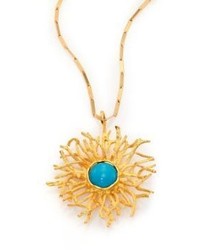 Stephanie Kantis Turquoise Howlite Coral Burst Pendant Necklace