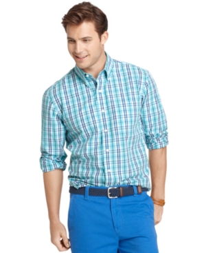 Izod Big And Tall Shirt Long Sleeve Essential Plaid Shirt, $29 | Macy's ...