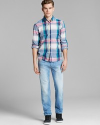 Gant Rugger India Madras Large Check Woven Button Down Shirt Slim Fit
