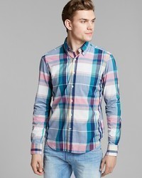 Gant Rugger India Madras Large Check Woven Button Down Shirt Slim Fit